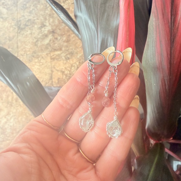 Inspirations from last week Elegant Silver and Pink chandelier Earrings - Picture 2 of 2